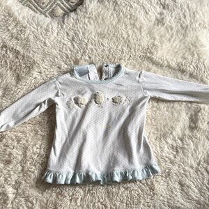 Baby White & Light Blue Sheep Ruffle Hem Long-Sleeve Top